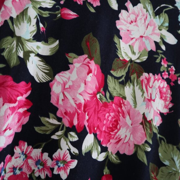 Floral bodycon midi dress, S - vibrant feminine flattering scoop neck dress - Picture 3 of 5